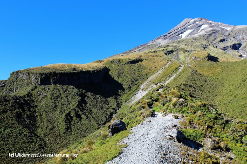 The steep stratovolcanic paths of Mount Taranaki Steep stratovolcanic paths, Mount Taranaki, New Zealand.