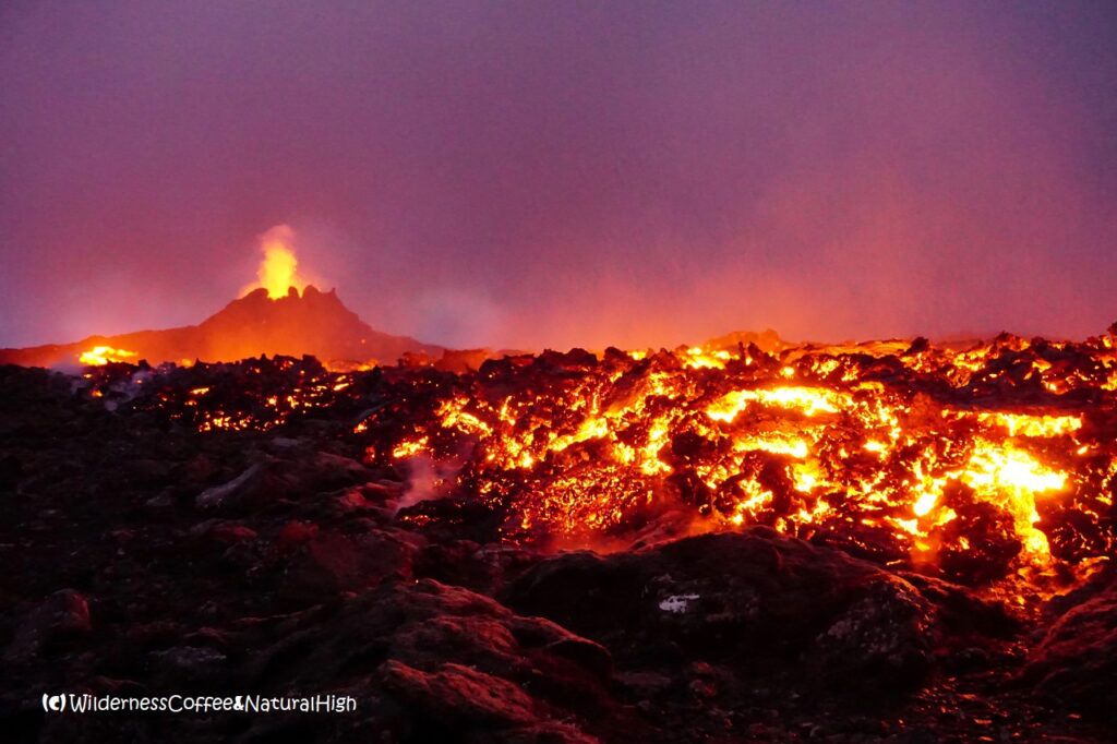 Fagradalsfjall north crater and lava river, Reykjanes, Iceland.