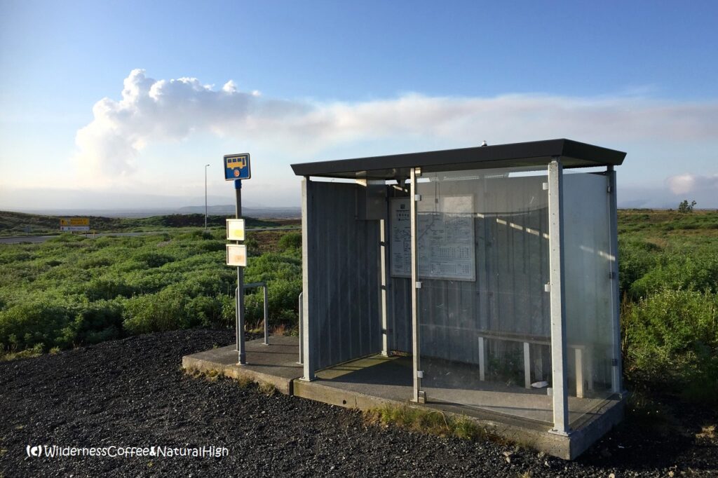 Bus stop with a view, Reykjanes, Iceland.