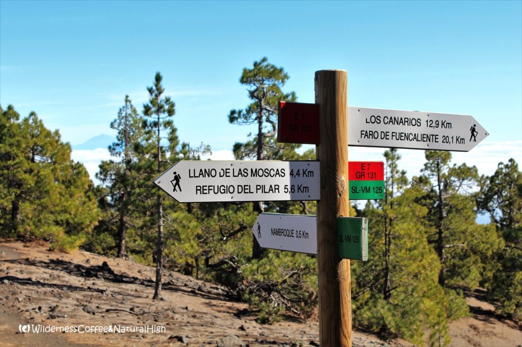 Signposts along the Ruta de los Volcanes, La Palma, Canary Islands.
