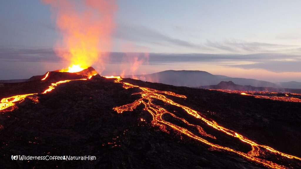 Sunrise on Fagradalsfjall volcano, Iceland.