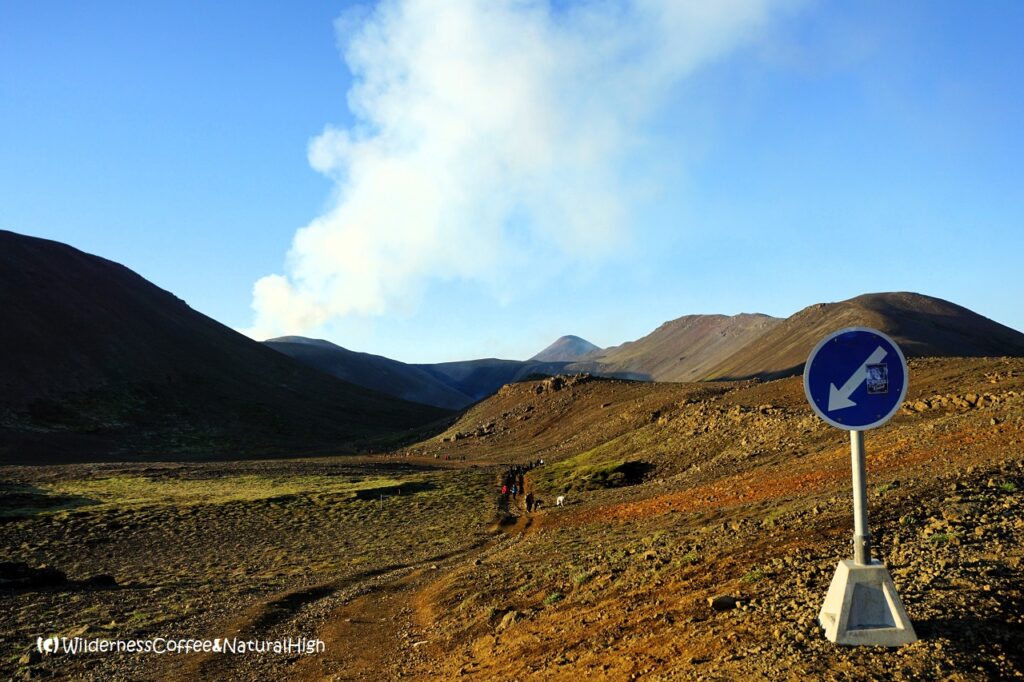 Langihryggur Route C hiking track, Fagradalsfjall, Iceland.